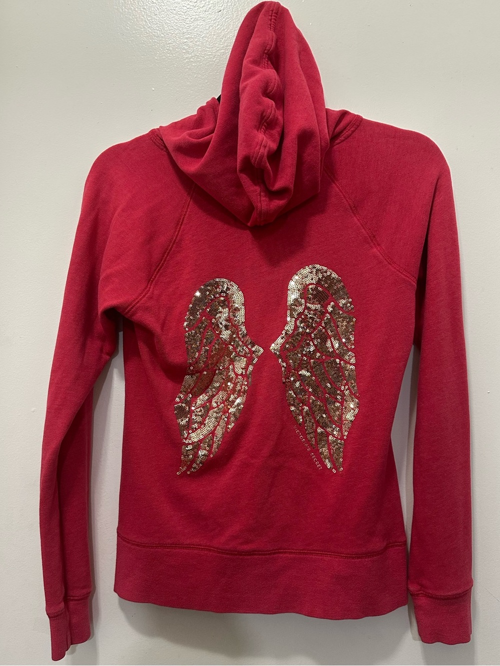 Victoria's Secret Vintage Y2K Bright Red Angelcore Wing Hoodie Sz S